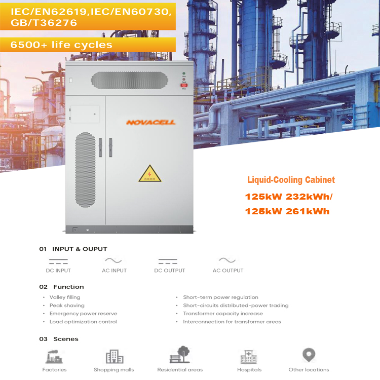 NOVACELL 125kW 232kWh/ 125kW 261kWh Liquid-Cooling Cabinet Cabinet Bess Battery Energy Storage System 6500+ Life Cycles
